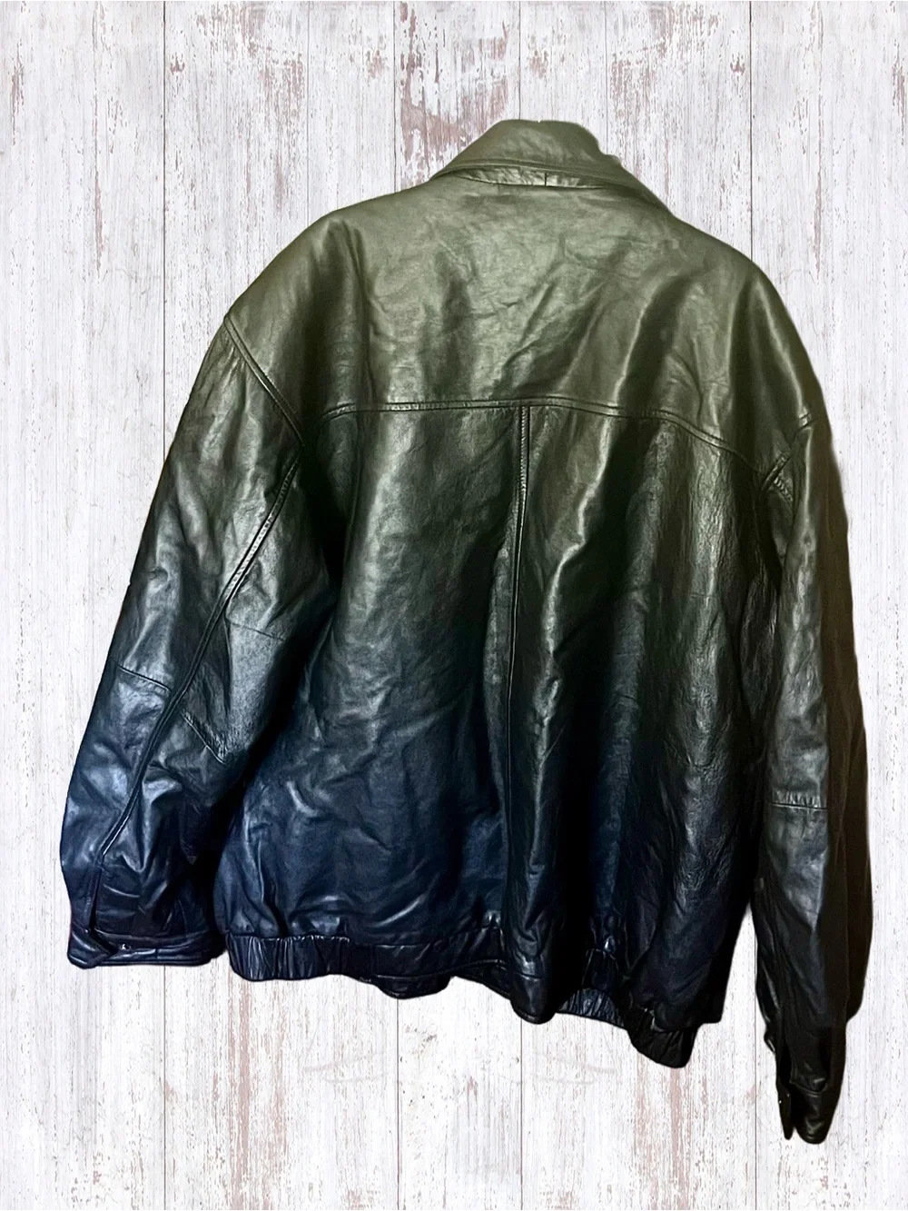 EUC Vintage Boston Outfitters Black Leather Bomber Jacket Size XXL